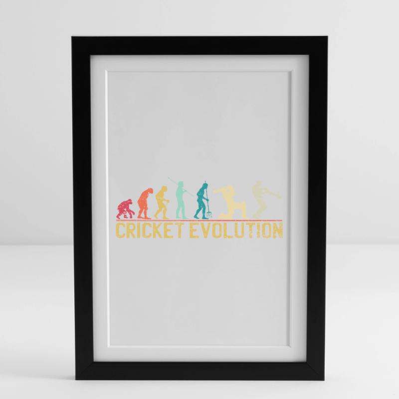 Conception sur le thème de Cricket Evolution Affiche encadrée (27 × 37 cm)