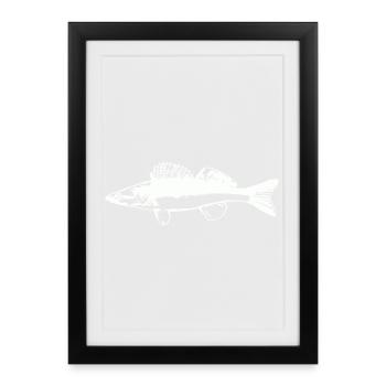 Poisson avec mouvement de l’eau - Affiche encadrée (27 × 37 cm) - noir - Devant