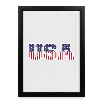 College USA Font Red White Blue Stars And Stripes - Framed poster (27 × 37 cm) - black - Front