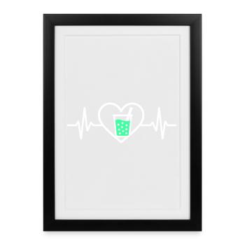 Bubble Tea Heart Drink Beads Boba Cute - Framed poster (27 × 37 cm) - black - Front