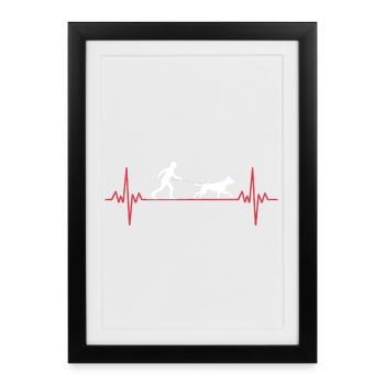 Dog & Ski Heartbeat: Winter Adventure Skijoring - Framed poster (27 × 37 cm) - black - Front