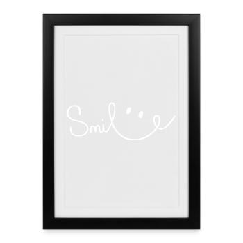 Smile Sourire Script Brush - Framed poster (27 × 37 cm) - black - Front