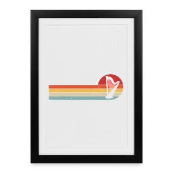 Harpe Harpiste Harpiste Harpiste Harpes rétro - Affiche encadrée (27 × 37 cm) - noir - Devant