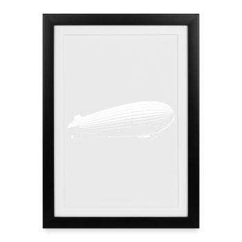 Cool Zeppelin Design – Vintage Aviation - Affiche encadrée (27 × 37 cm) - noir - Devant