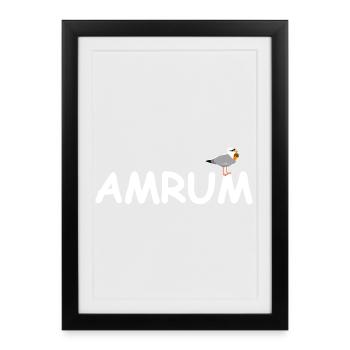 Amrum Seagull Mer du Nord - Affiche encadrée (27 × 37 cm) - noir - Devant