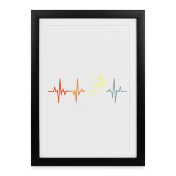 Surfer Girl Retro Heart Palpitations - Framed poster (27 × 37 cm) - black - Front
