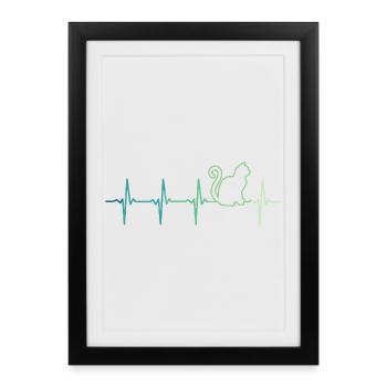 cat heartbeat cats - Framed poster (27 × 37 cm) - black - Front