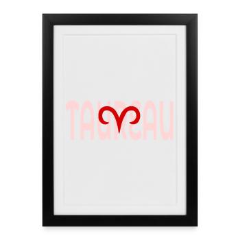 Taureau Mars Avril - Affiche encadrée (27 × 37 cm) - noir - Devant