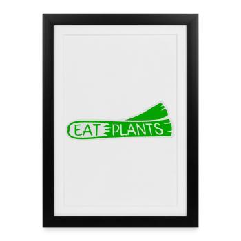 Eat Plants Funny Vegan Vegetarian Statement Logo - Framed poster (27 × 37 cm) - black - Front