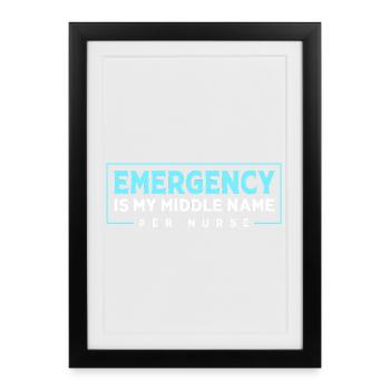 Ambulance infirmière d’urgence - Affiche encadrée (27 × 37 cm) - noir - Devant