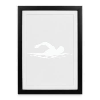Silhouette de nageurs dans l’eau - Affiche encadrée (27 × 37 cm) - noir - Devant