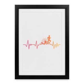 Trailrunning-Sonnenuntergangs-Herzschlag-Anhänger - Gerahmtes Poster (27 × 37 cm) - Schwarz - Vorne