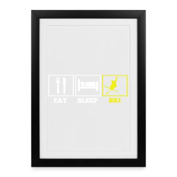 eat sleep SKI - Gerahmtes Poster (27 × 37 cm) - Schwarz - Vorne