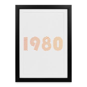Motifs d’empreintes digitales des années 1980 - Affiche encadrée (27 × 37 cm) - noir - Devant