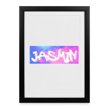 Jasmin Nom cadeau idée cadeau galaxie - Affiche encadrée (27 × 37 cm) - noir - Devant