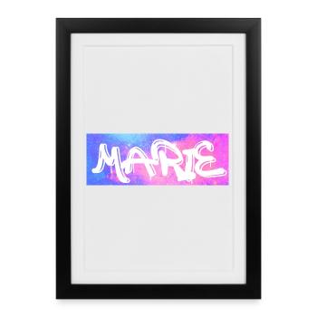 Marie Graffiti Neon Splash - Gerahmtes Poster (27 × 37 cm) - Schwarz - Vorne