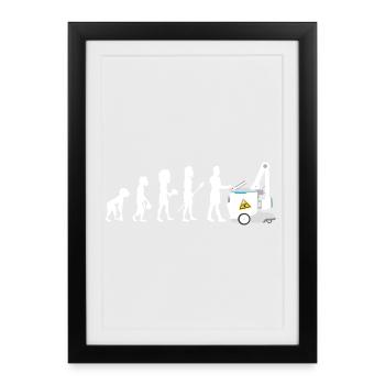 Humour Evolution Manip Radio mobile Radiologie - Affiche encadrée (27 × 37 cm) - noir - Devant