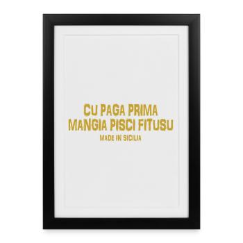 T-shirt Trinacria Sicile Proverbe sicilien - Affiche encadrée (27 × 37 cm) - noir - Devant
