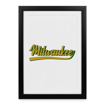 Milwaukee Script City Pride – Charme vintage - Affiche encadrée (27 × 37 cm) - noir - Devant
