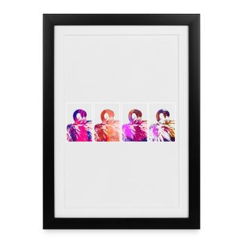 Flamants roses - Affiche encadrée (27 × 37 cm) - noir - Devant
