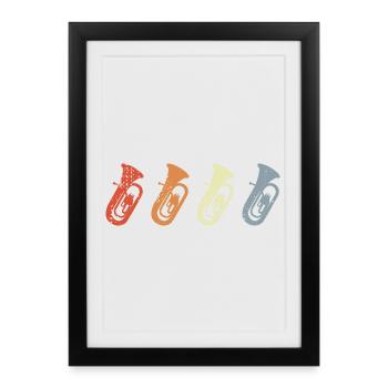 Croquis de Tuba Vintage - Affiche encadrée (27 × 37 cm) - noir - Devant