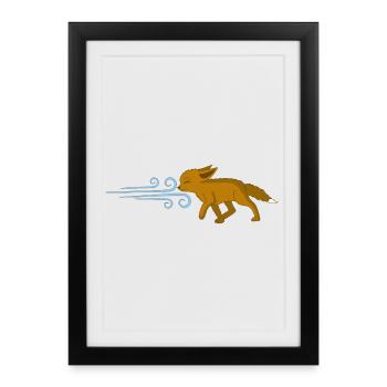 Le renard et le vent - Affiche encadrée (27 × 37 cm) - noir - Devant