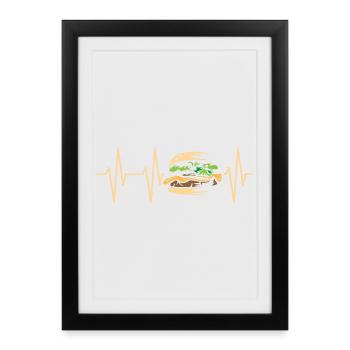 burger bistro pulse manger fast-food icône graphique - Affiche encadrée (27 × 37 cm) - noir - Devant