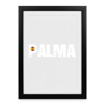 Palma Distressed Text with Spain Flag - Framed poster (27 × 37 cm) - black - Front