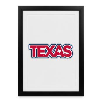 Texas Pride Distressed Typography Logo - Framed poster (27 × 37 cm) - black - Front