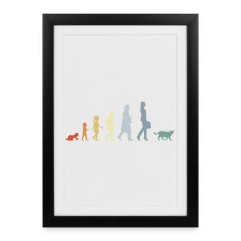 Évolution d’un amoureux des chats - Affiche encadrée (27 × 37 cm) - noir - Devant