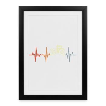 ECG Tracteur Rétro - Affiche encadrée (27 × 37 cm) - noir - Devant