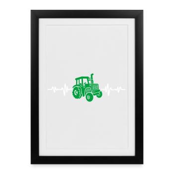 Traktor Herzschlag Bauer - Gerahmtes Poster (27 × 37 cm) - Schwarz - Vorne