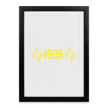 Dortmund Herzschlag - Gerahmtes Poster (27 × 37 cm) - Schwarz - Vorne
