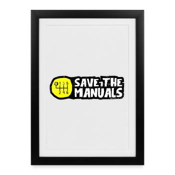 Save the Manuals Motor Gear - Framed poster (27 × 37 cm) - black - Front