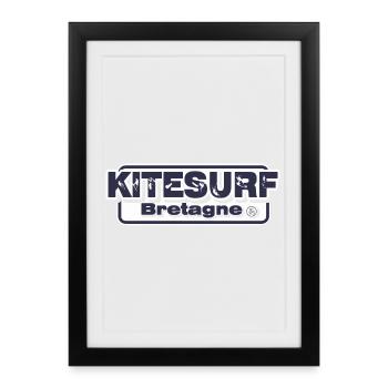 Kitesurf Bretagne - Affiche encadrée (27 × 37 cm) - noir - Devant