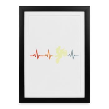 Motocross Rider Heart Rate Vintage - Framed poster (27 × 37 cm) - black - Front