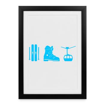 Ski design in blue - Framed poster (27 × 37 cm) - black - Front