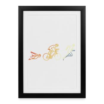 Triathlete Vintage Style - Framed poster (27 × 37 cm) - black - Front