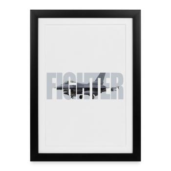 Chasseur F-16 - Affiche encadrée (27 × 37 cm) - noir - Devant