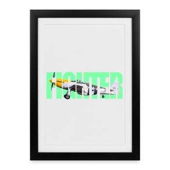Fighter P-51 - Framed poster (27 × 37 cm) - black - Front