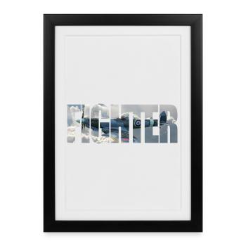 Fighter Spitfire - Framed poster (27 × 37 cm) - black - Front