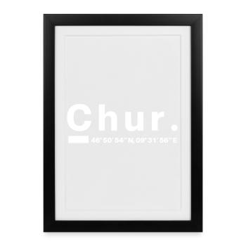 Chur Coordinates Graubünden Graubünden Graubünden - Framed poster (27 × 37 cm) - black - Front