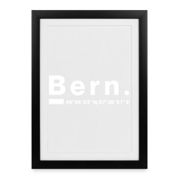Coordonnées Berne Suisse bernoise - Affiche encadrée (27 × 37 cm) - noir - Devant