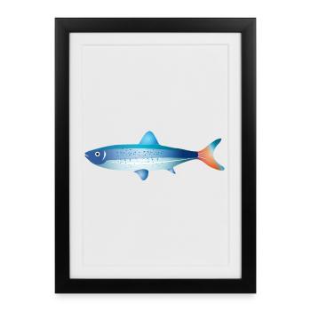 Blue Fish with Gradient and Dots - Framed poster (27 × 37 cm) - black - Front