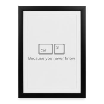 Ctrl S Shirt – Save It Nerd Humor for Developers - Framed poster (27 × 37 cm) - black - Front