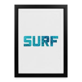 Surfing Surfer Vacation Hawaii Pattern Hobby Sea Fun - Framed poster (27 × 37 cm) - black - Front