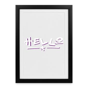 Lettrage Hello avec dégradé de couleurs - Affiche encadrée (27 × 37 cm) - noir - Devant