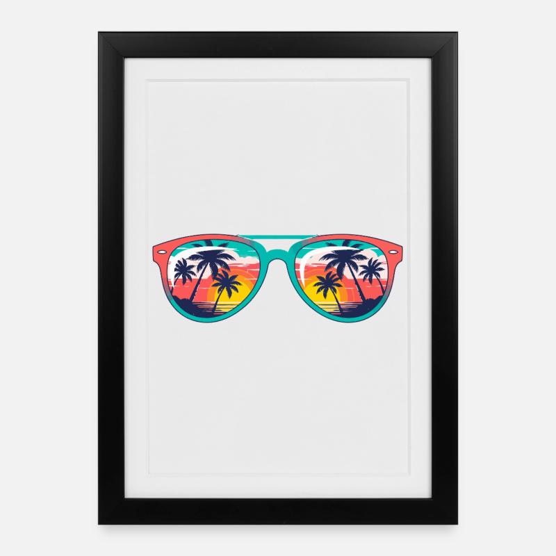 Sunset Palms Sunglasses  - Framed poster (27 × 37 cm) - black