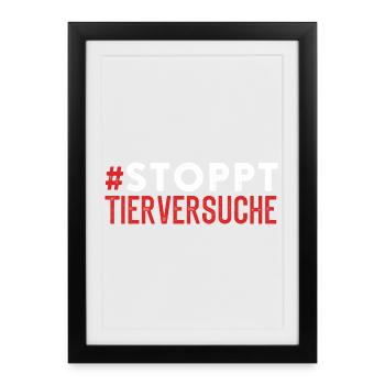 Expérimentation animale STOPS EXPÉRIMENTATION ANIMALE Lustigse - Affiche encadrée (27 × 37 cm) - noir - Devant