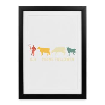 Je veux dire suiveurs vaches vache - Affiche encadrée (27 × 37 cm) - noir - Devant